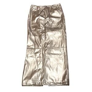 NWOT Faux Leather Pencil Maxi Skirt Gold Medium Club Party Retro
